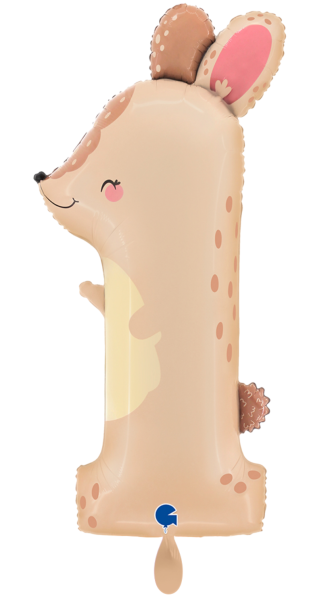 Folienballon - Tierzahl 1: Häschen - ø 111cm